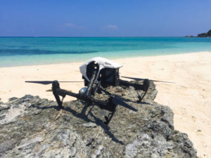 drone camera on beach