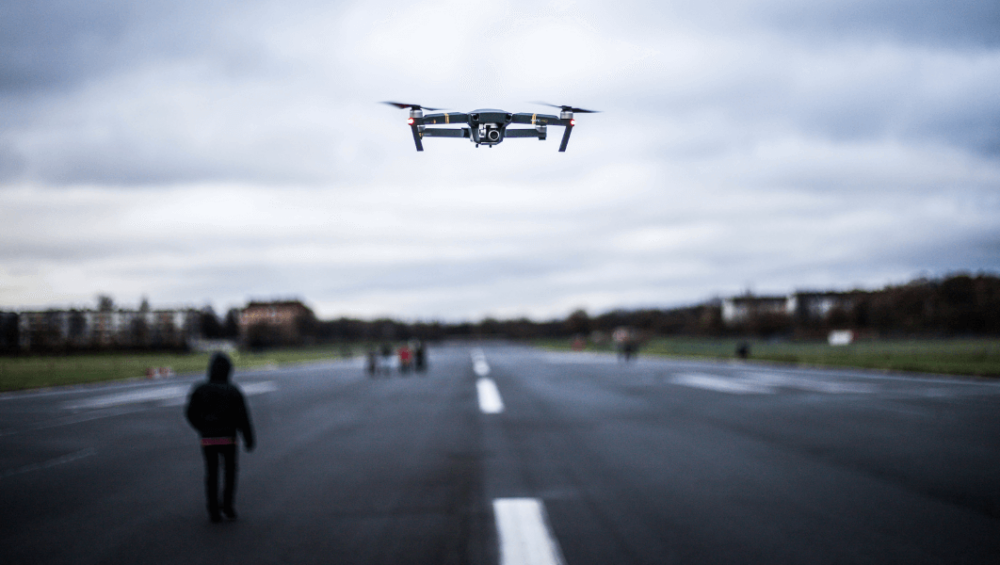 Drone flying in the sky