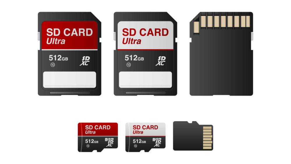 Memory cards in the white frame