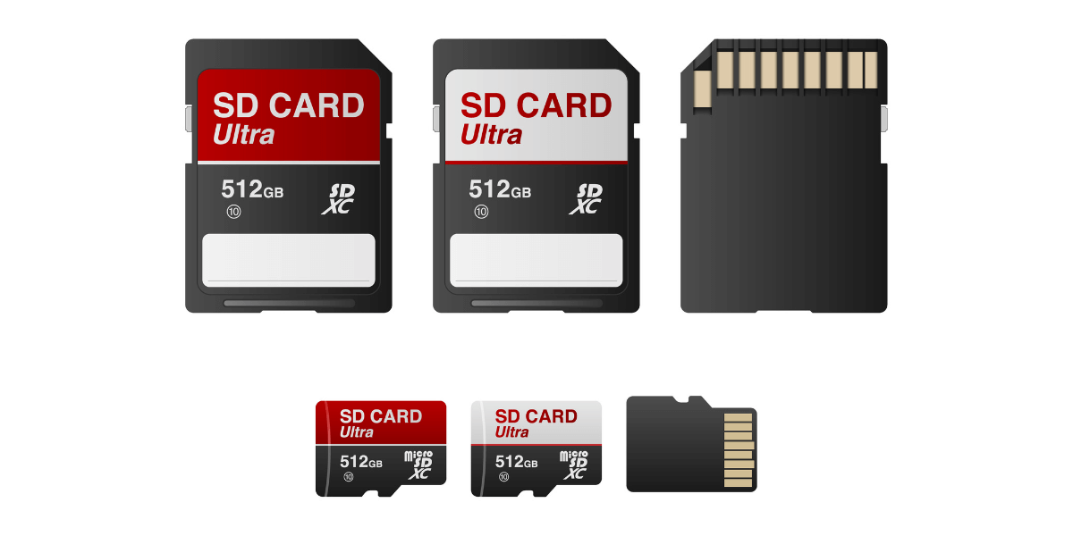Memory cards in the white frame