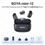BOYA Mini 12 For ( Andriod Type C and I phone IOS ) Dual Wireless Microphone With Charging Case With 3 Year Warranty
